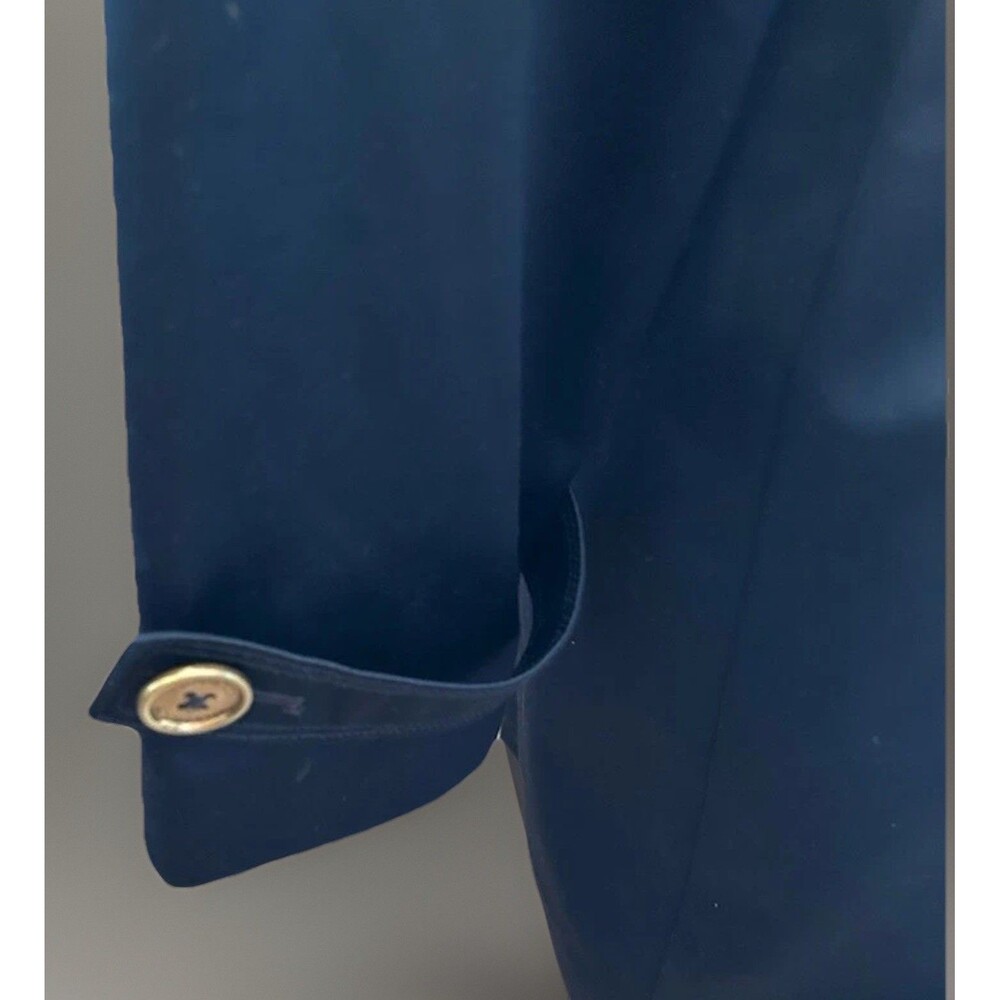 London Fog Heritage Double Breasted Belted Trench Dark Blue Satin Sheen Size L - Picture 9 of 16